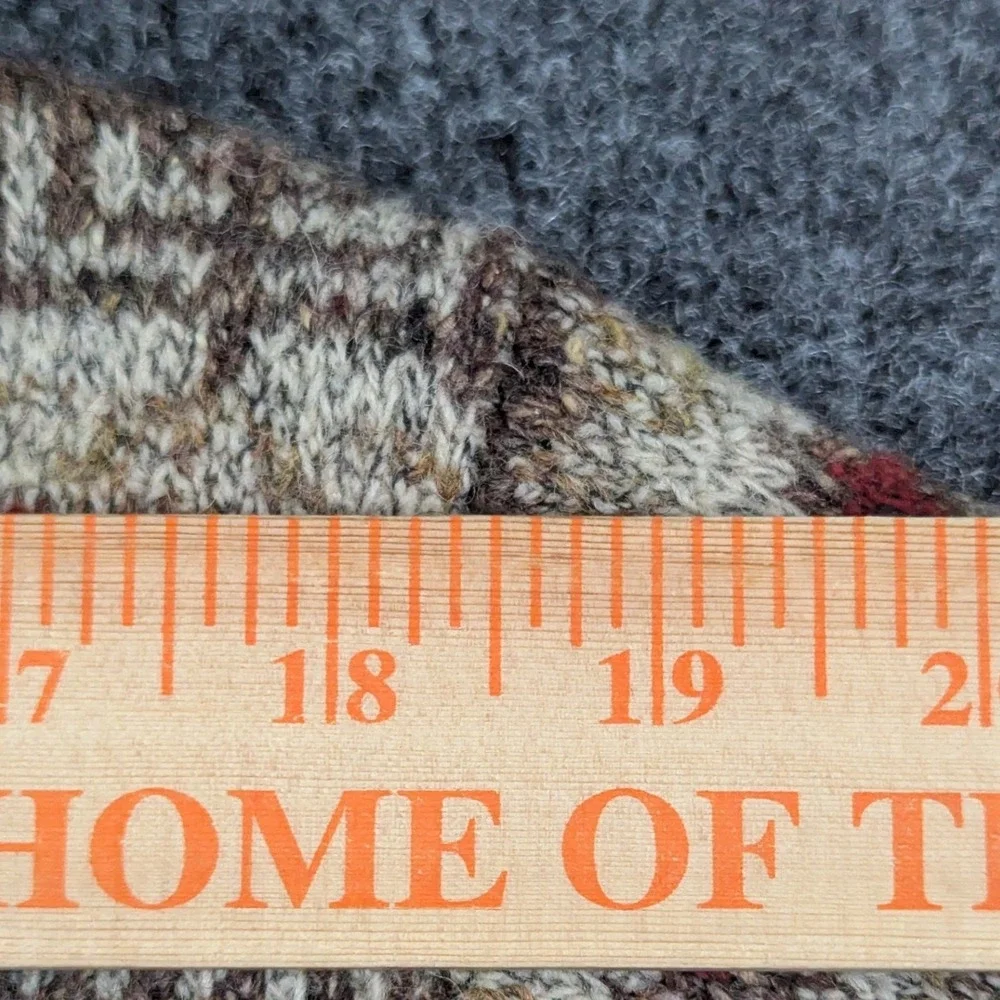 Eddie Bauer Womens Large Brown Fair Isle Wool Silk Blend Henley Sweater L